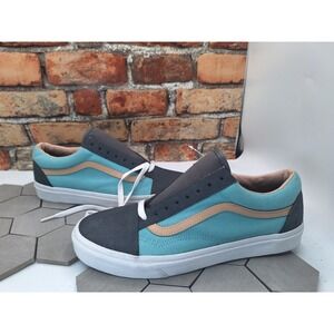 Men Sz 11 VANS Old Skool Heavy Texture Suede Pewter Grey Aqua Light Blue Knu